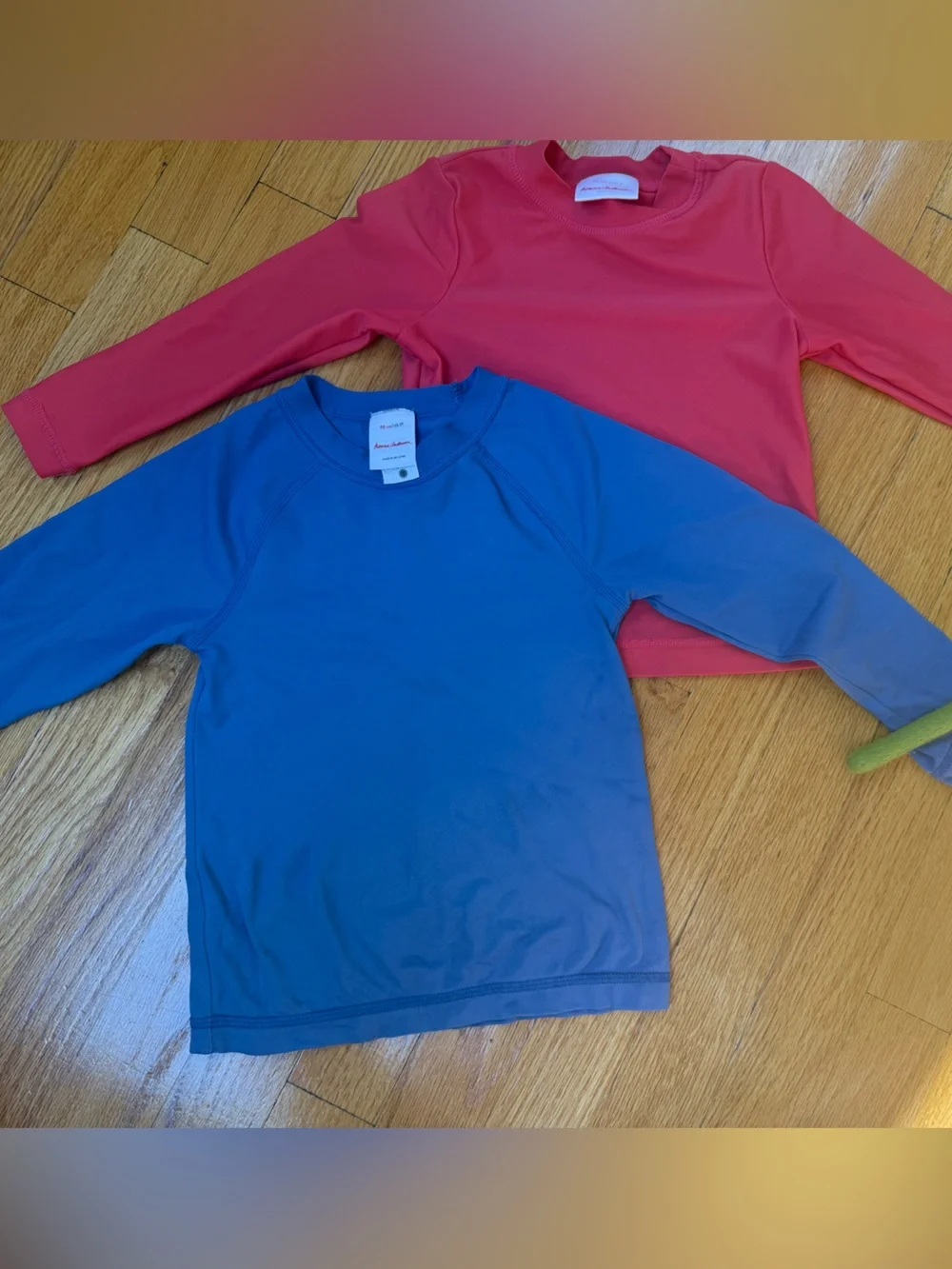 Hanna Andersson Kids Long-Sleeve Rashguards in Blue and Coral